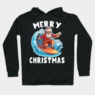 Funny Surfing Santa Claus Merry Christmas Surfboarder Surf Lover Hoodie